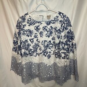 Chico's Multicolor Floral Lace Blouse Size 1